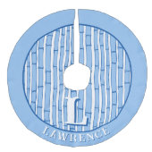 Bambooey Bamboo Stripe in Blue Personalized フェイクリネンツリースカート (正面)