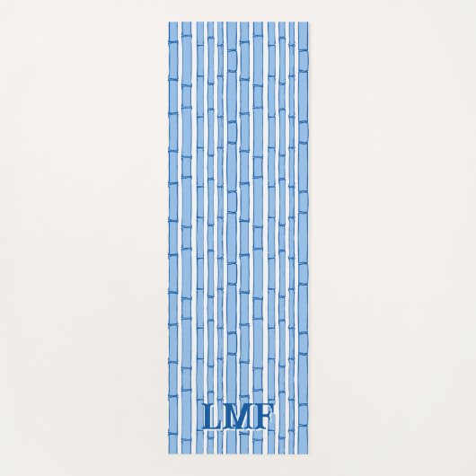Bambooey Bamboo Stripe in Blue Personalized ヨガマット (正面)