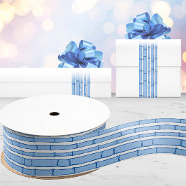 Bambooey Bamboo Stripe in Blue Porcelain グログランリボン