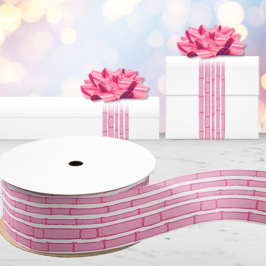 Bambooey Bamboo Stripe in Pink グログランリボン