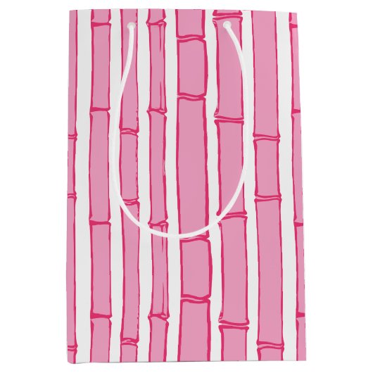 Bambooey Bamboo Stripe in Pink ミディアムペーパーバッグ (正面)