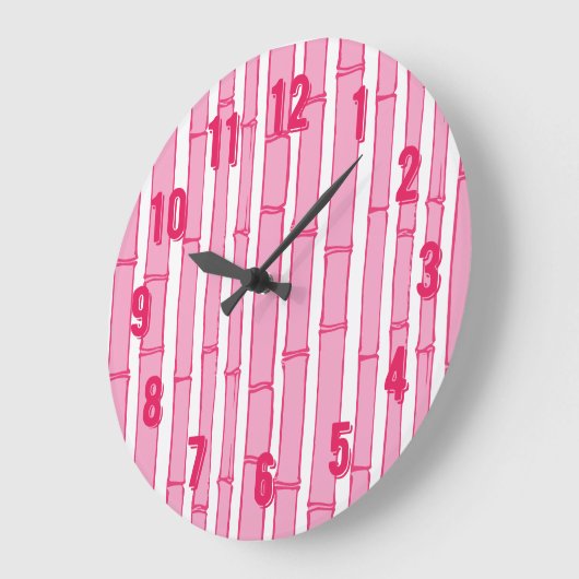 Bambooey Bamboo Stripe in Pink ラージ壁時計 (傾斜)