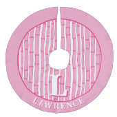 Bambooey Bamboo Stripe in Pink Personalized フェイクリネンツリースカート (正面)