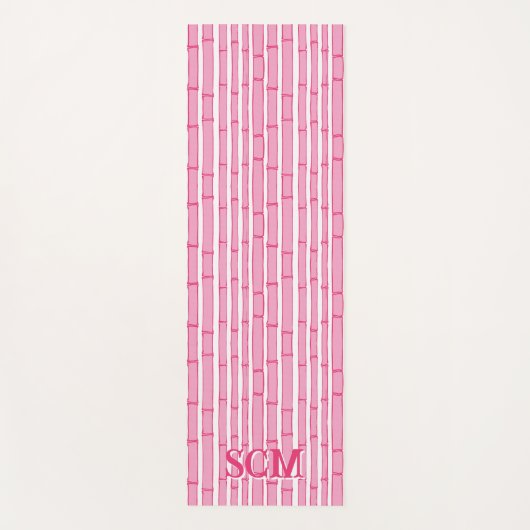 Bambooey Bamboo Stripe in Pink Personalized ヨガマット (正面)