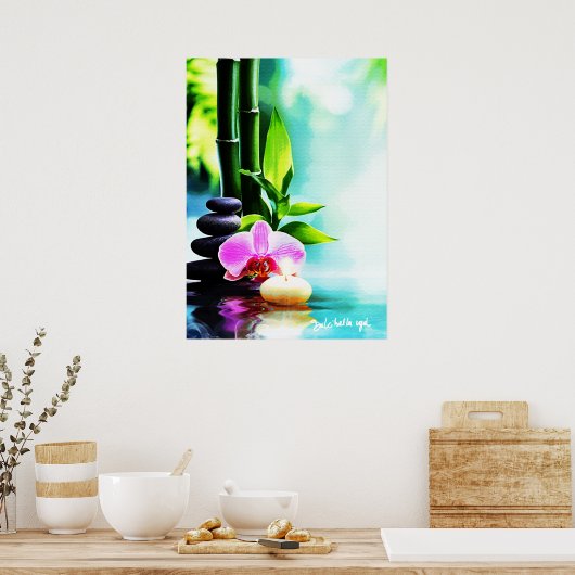 Bambou et orchidée ポスター (キッチン)