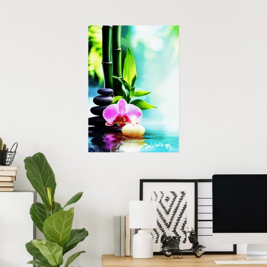 Bambou et orchidée ポスター (ホームオフィス)