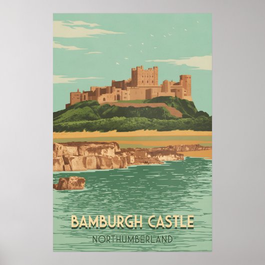 Bamburgh Castle Northumberland Travel Poster ポスター (正面)