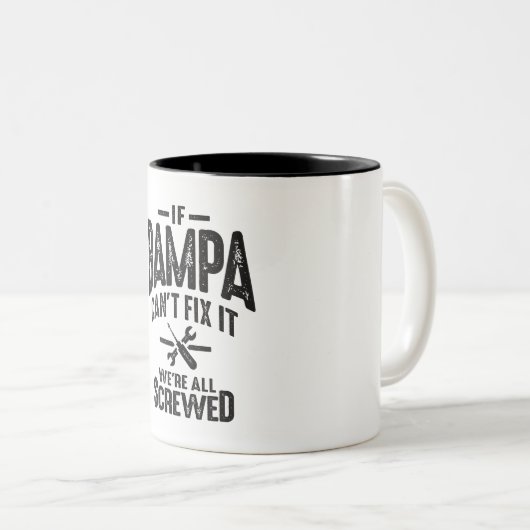 Bampaもしは修正できない我々は全てネジを込めている – おじいちゃん ツートーンマグカップ (正面右)