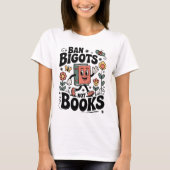 Ban Bigots Not Books Banned Books Lover RETRO Tシャツ (正面)