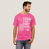 Ban Idiots Not Guns米国国旗プロ銃引用文2nd Ame Tシャツ (正面フル)