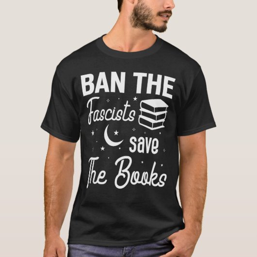 Ban The Fascists Save The Books  Book  Worm Nerd 9 Tシャツ (正面)