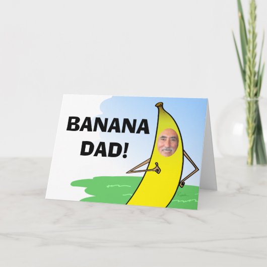 Banana おもしろい Fants Day Card, Insertパパ写真 カード (正面)