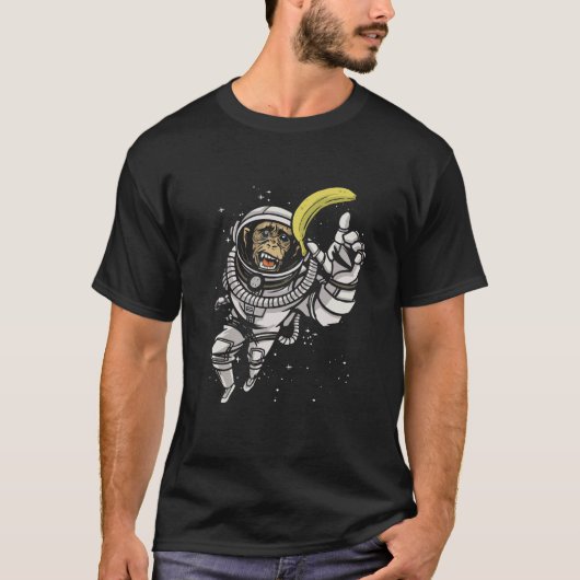 Banana Astronaut In Space Monkey Vegan Food Banana Tシャツ (正面)