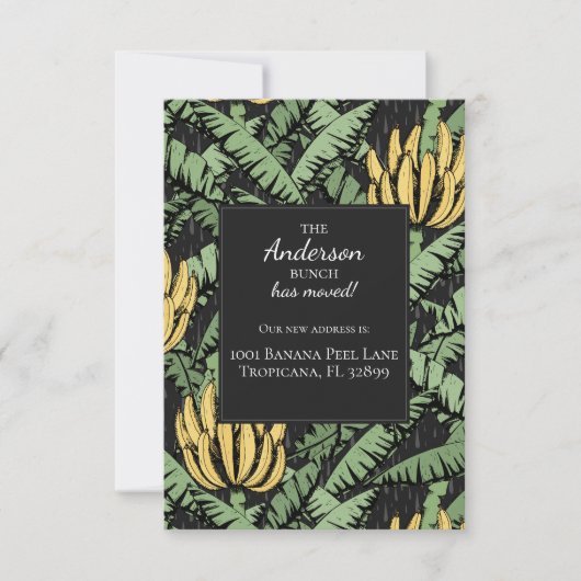 Banana Bunch新しいアドレス移動アナウンスメントカード ノートカード (正面)