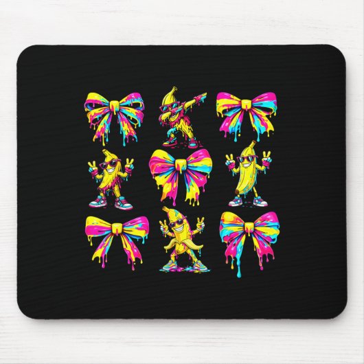 Banana coquette bow drip kids men women youth boys マウスパッド (正面)