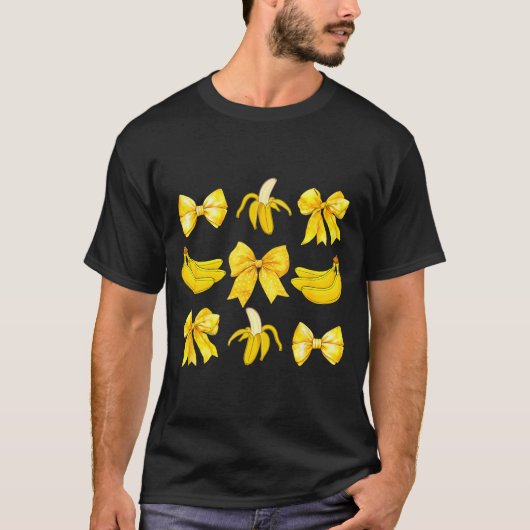 Banana Coquette Bow Yellow Bananas Festival Girls  Tシャツ (正面)