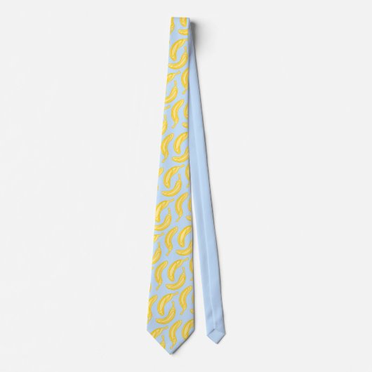 Banana Fruit Yellow Blue Pattern Funny Neck Tie ネクタイ (正面)