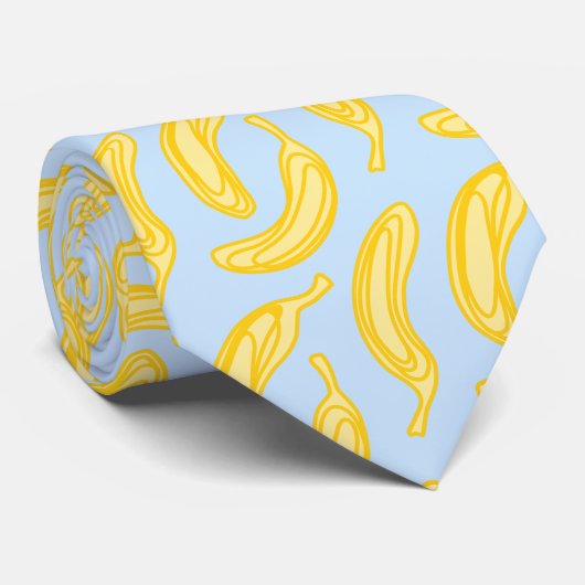 Banana Fruit Yellow Blue Pattern Funny Neck Tie ネクタイ (ロール)