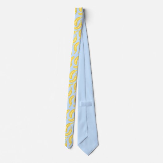 Banana Fruit Yellow Blue Pattern Funny Neck Tie ネクタイ (裏面)