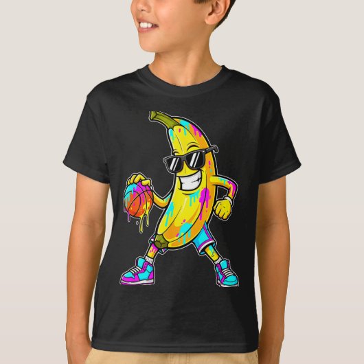 Banana Funny Basketball Drip Kids Youth Boys Girls Tシャツ (正面)