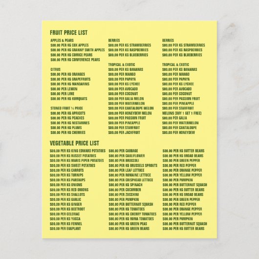 Banana, Greengrocers Advertising チラシ (裏面)