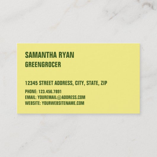 Banana、Greengrocers Business Card 名刺 (裏面)