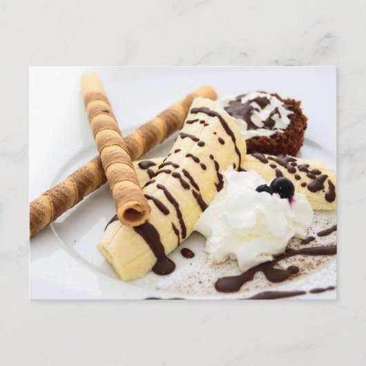 BANANA ICE CREAM WAFFLE DESSERT POSTCROSSING ポストカード (正面)