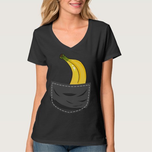 Banana In Pocket Graphic Fruit Vegan Veggie Health Tシャツ (正面)