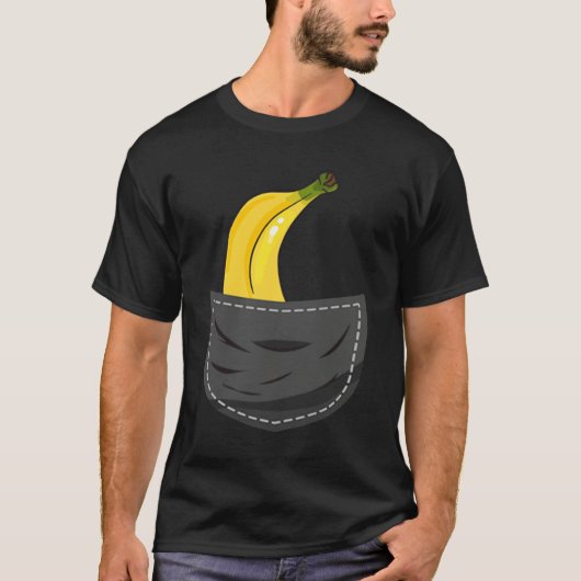 Banana In Pocket Graphic Fruit Vegan Veggie Health Tシャツ (正面)