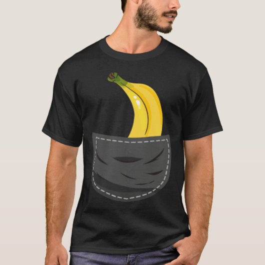 Banana In Pocket Graphic Fruit Vegan Veggie Health Tシャツ (正面)