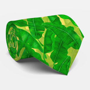 Banana leaves watercolor pattern neck tie ネクタイ