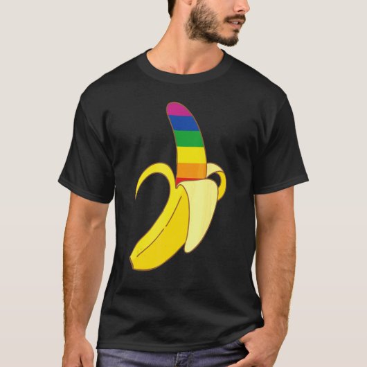 Banana Lgbtフラッグかわいいサポートゲイプライドバイセクシャル Tシャツ (正面)