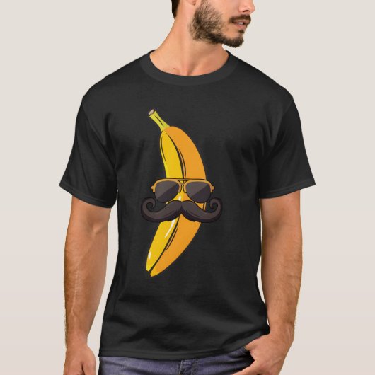 Banana Mustache Sunglasses Face Fruit Banana Tシャツ (正面)