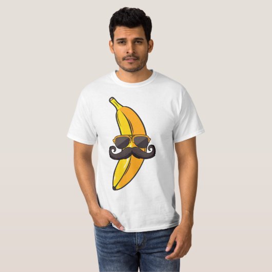 Banana Mustache Sunglasses Face Funny Fruit Cool B Tシャツ (正面フル)