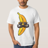 Banana Mustache Sunglasses Face Funny Fruit Cool B Tシャツ (正面)