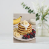 Banana Pancakes Berries Cozy Breakfast Postcard ポストカード (スタンド正面)