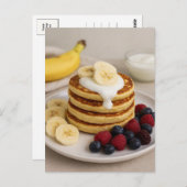 Banana Pancakes Berries Cozy Breakfast Postcard ポストカード (正面/裏面)