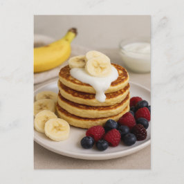 Banana Pancakes Berries Cozy Breakfast Postcard ポストカード