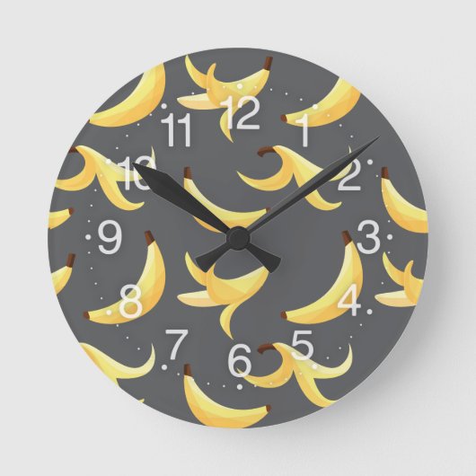 Banana peels polygon modern pattern ラウンド壁時計 (正面)