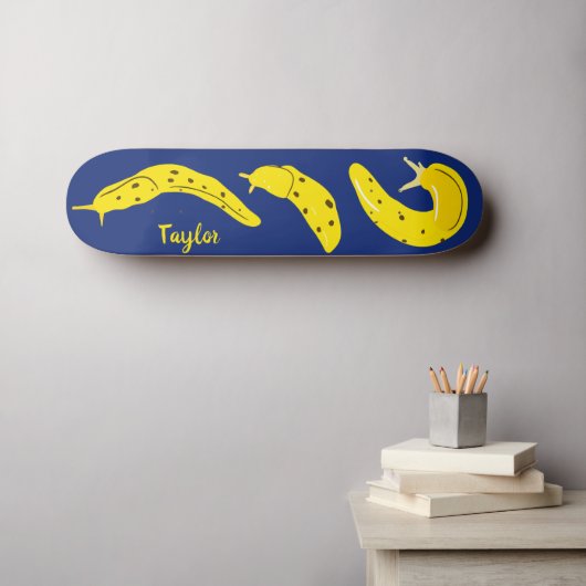 Banana Slugs Yellow and Royal Blue Personalized スケートボード (ウォールアート (横))