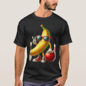 Banana Sunglasses Playing Bowling Funny Fruit Spor Tシャツ (正面)