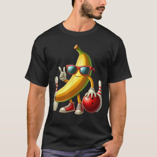 Banana Sunglasses Playing Bowling Funny Fruit Spor Tシャツ