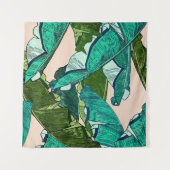 Banana tropical Leaves seamless Pattern タペストリー (正面(横))