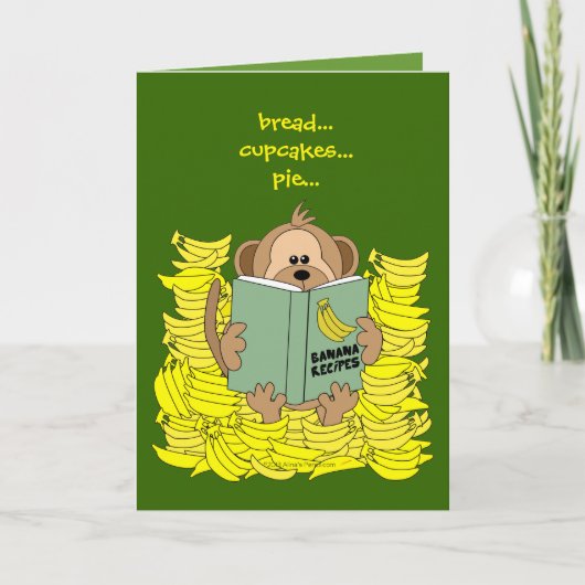 Bananasおもしろい Punとの漫画のサルありがとう カード (正面)