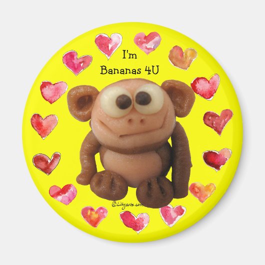 Bananas 4 U Love Monkey パーソナライズされた Magnets マグネット (正面)