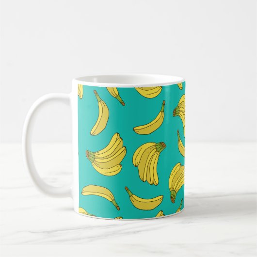 Bananas hand drawn seamless pattern. Sketch illust コーヒーマグカップ (左)