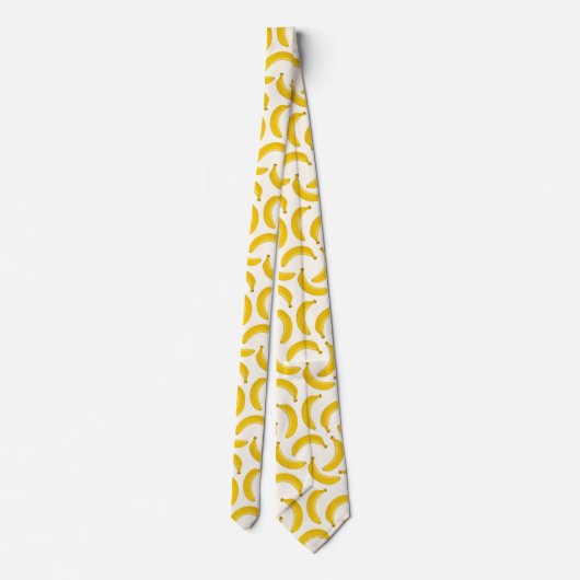 Bananas Tropical Fruit Print, Yellow and White ネクタイ (裏面)