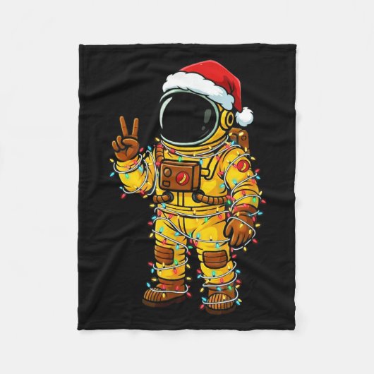 Bananaut Space Explorer - Christmas Astronaut Ligh フリースブランケット (正面)