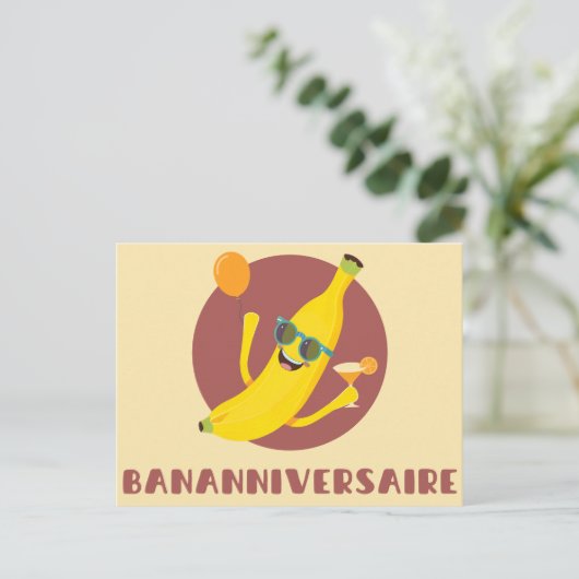 Bananniversaire carte de voeux anniversaire humour ポストカード (スタンド正面)