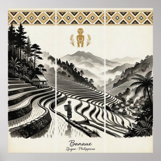 Banaue Rice Terraces Triptych Wall Art ポスター (正面)